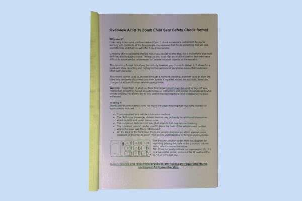 19 Point Child Seat Check Pad - Image 4