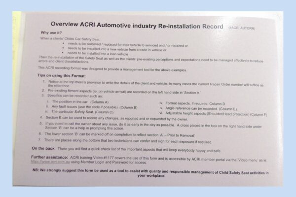 Automotive Re-Installation Record - Image 3